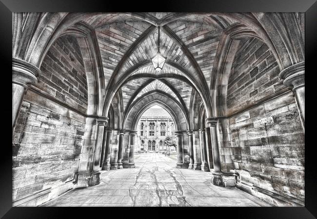 Archway into Glasgow University Framed Print by Valerie Paterson