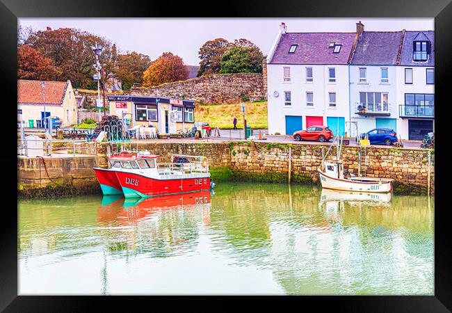 St Andrews Colourful Harbour Framed Print by Valerie Paterson