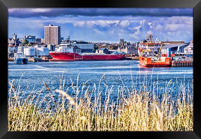 Ships at Aberdeen Harbour Framed Print by Valerie Paterson