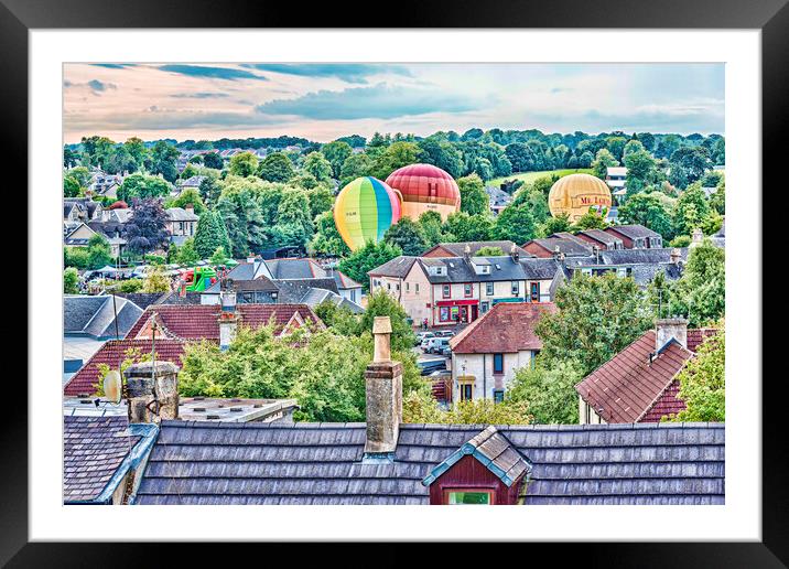 Balloons Over Strathaven Roofs Framed Mounted Print by Valerie Paterson