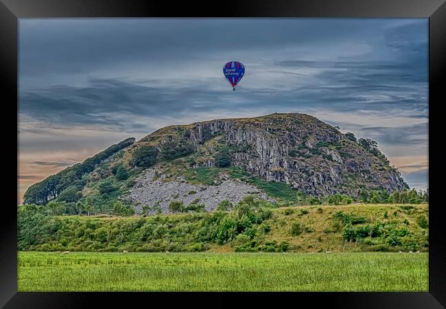 Balloon Over Loudoun Hill  Framed Print by Valerie Paterson