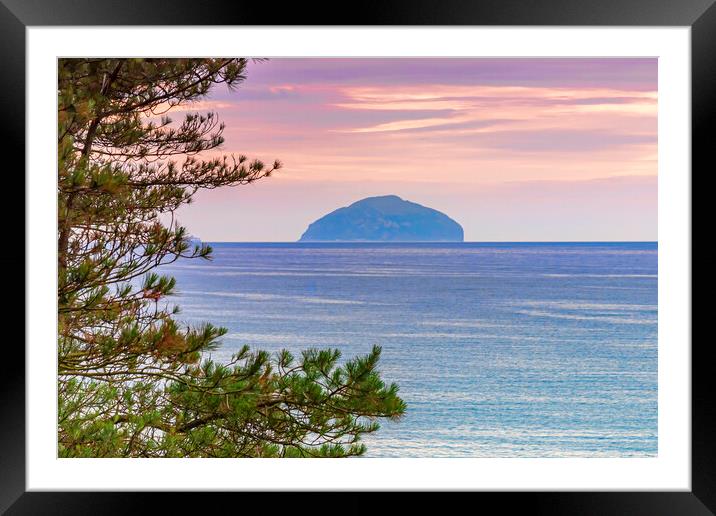 Pink Sky Around Ailsa Craig Framed Mounted Print by Valerie Paterson