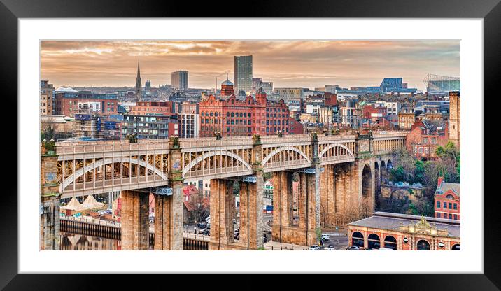 High Level Bridge Newcastle Framed Mounted Print by Valerie Paterson