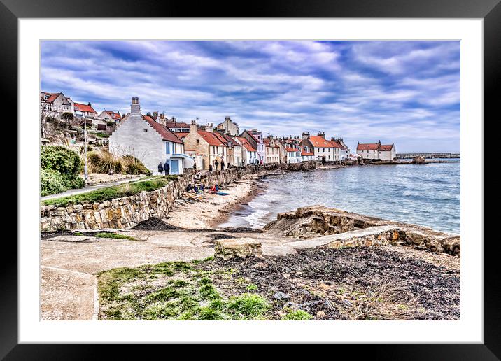 Colourful Seahouses at Pittenweem Framed Mounted Print by Valerie Paterson