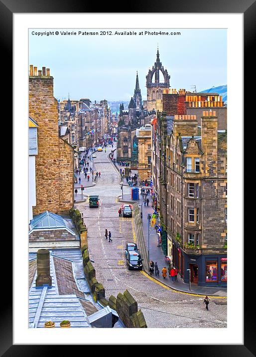 The Royal Mile Framed Mounted Print by Valerie Paterson