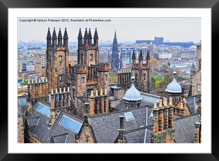 Edinburgh Rooftops Framed Mounted Print by Valerie Paterson