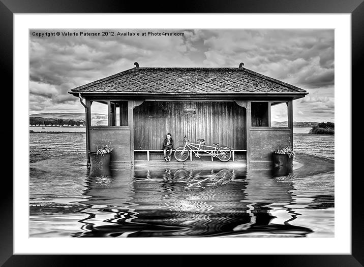 Shelter In The Floods B&W Framed Mounted Print by Valerie Paterson