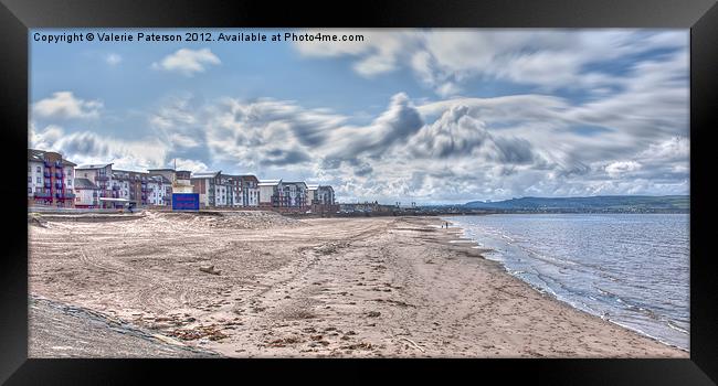 Welcome To Ayr Beach Framed Print by Valerie Paterson