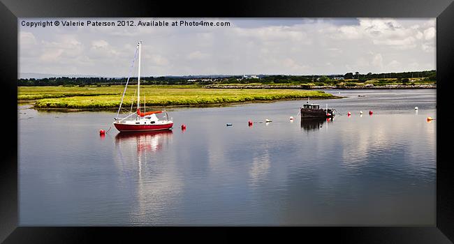Reflection Across Irvine Harbour Framed Print by Valerie Paterson