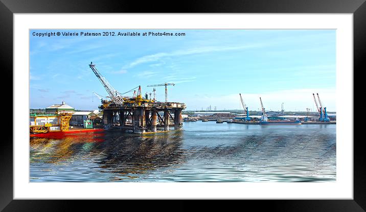 Oil Rig Seascape Framed Mounted Print by Valerie Paterson