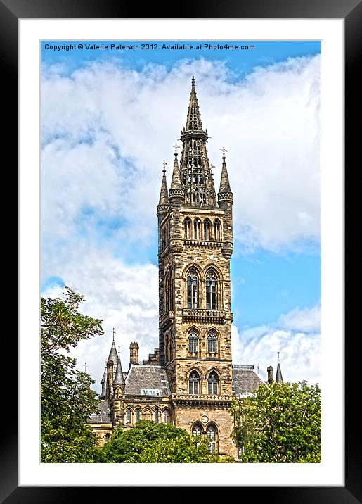 Glasgow University Tower Framed Mounted Print by Valerie Paterson