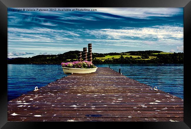 Duck Bay Pier Framed Print by Valerie Paterson