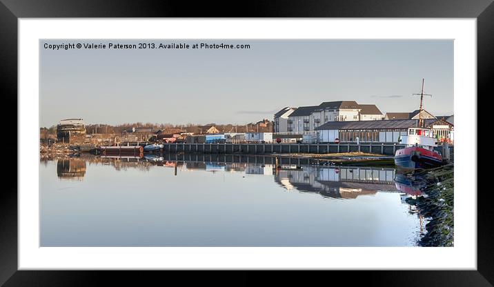 Reflection on Irvine Harbour Framed Mounted Print by Valerie Paterson