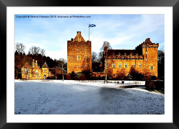 Dean Castle in Winter Framed Mounted Print by Valerie Paterson