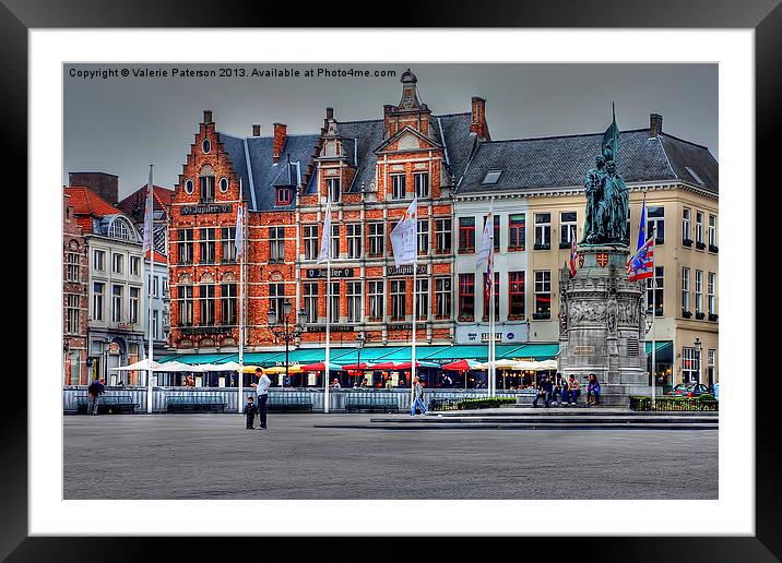 Brugge Town Framed Mounted Print by Valerie Paterson