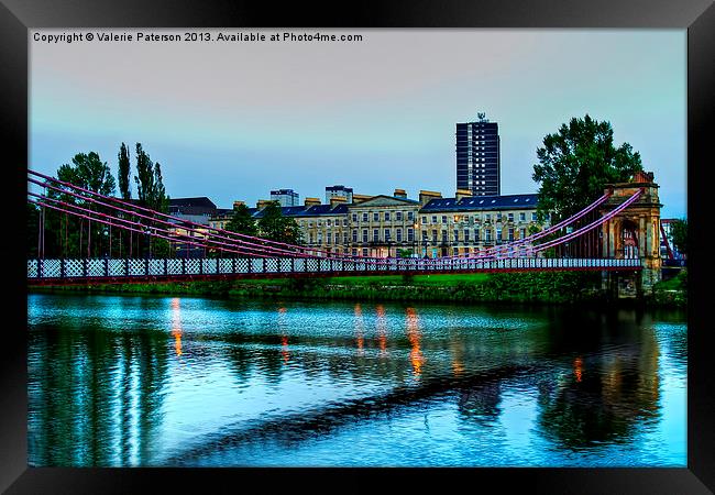 Glasgow Suspension Bridge Framed Print by Valerie Paterson