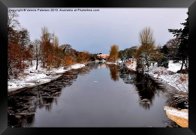 Snow on Ayr Banks Framed Print by Valerie Paterson