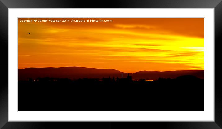 Arran Silhouette Framed Mounted Print by Valerie Paterson