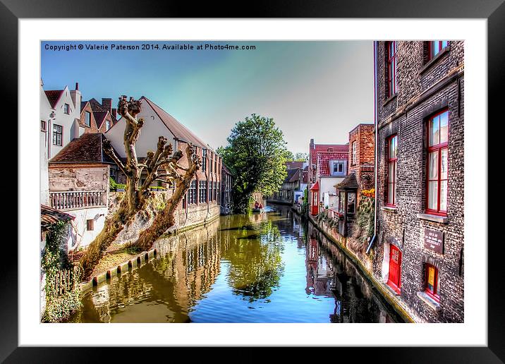 Canal In Brugge Framed Mounted Print by Valerie Paterson