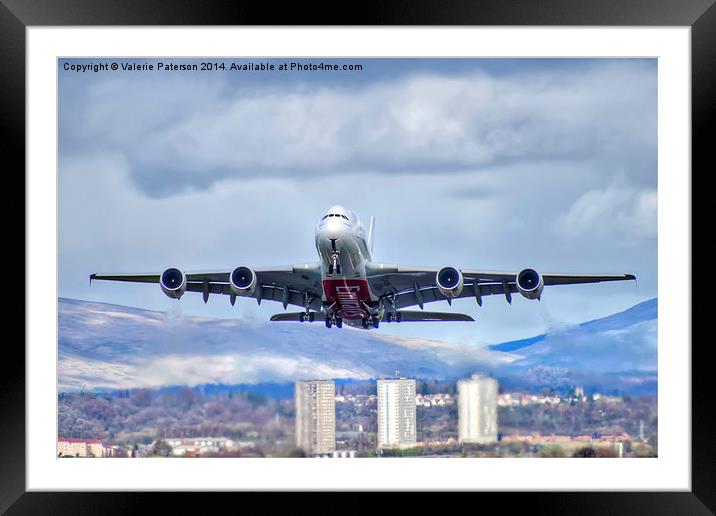 Emirates Take Off Framed Mounted Print by Valerie Paterson