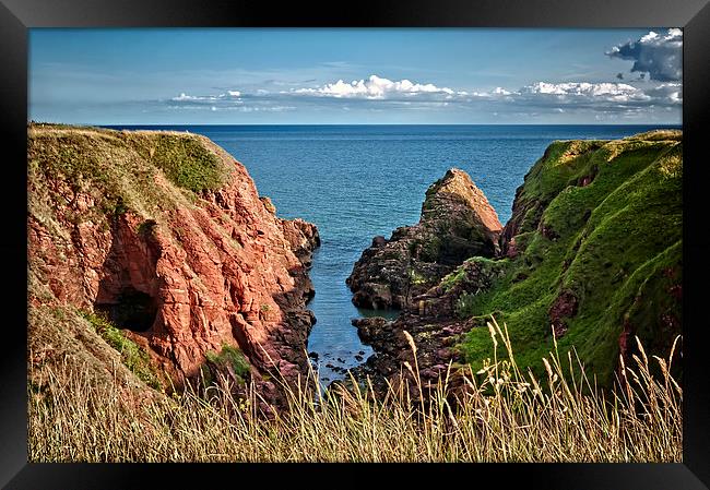 Rocky Cliffs of Arbroath  Framed Print by Valerie Paterson