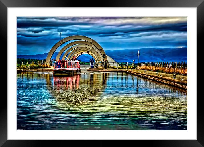 Falkirk Wheel Canal  Framed Mounted Print by Valerie Paterson