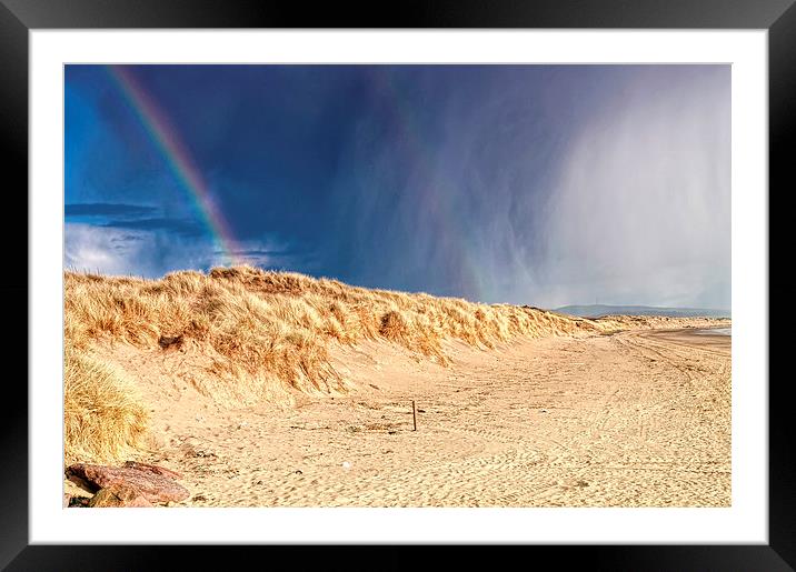 Rainbow on the Beach  Framed Mounted Print by Valerie Paterson