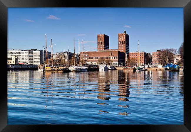 Oslo Harbour Framed Print by Valerie Paterson