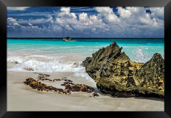 Riviera Maya Shore Framed Print by Valerie Paterson