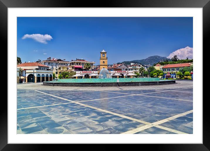 Marmaris Town Square Framed Mounted Print by Valerie Paterson