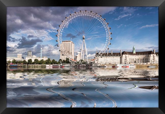 London Eye Across the Thames Framed Print by Valerie Paterson