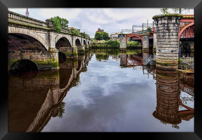 River Between the Bridges Framed Print by Valerie Paterson