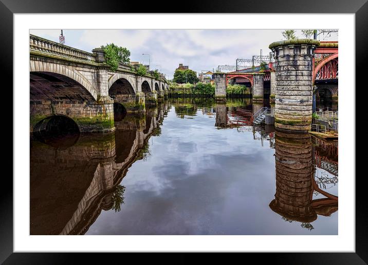 River Between the Bridges Framed Mounted Print by Valerie Paterson