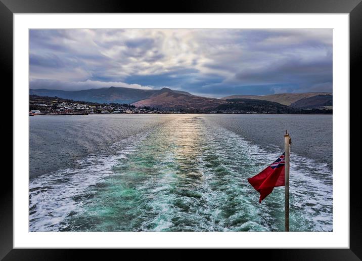 Arran Ferry Wake Framed Mounted Print by Valerie Paterson
