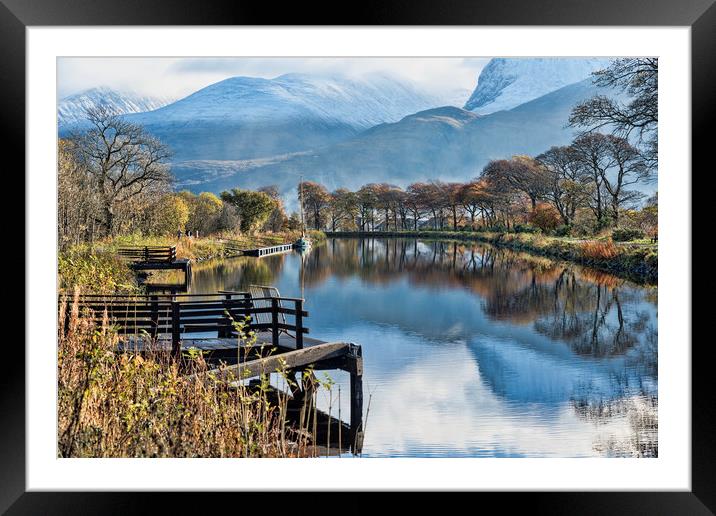 Caledonian Canal and the Nevis Range Framed Mounted Print by Valerie Paterson