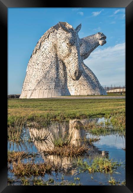 Kelpies Reflection Framed Print by Valerie Paterson