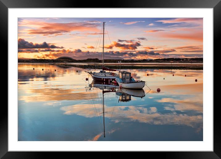 Irvine Harbour Sunset Framed Mounted Print by Valerie Paterson