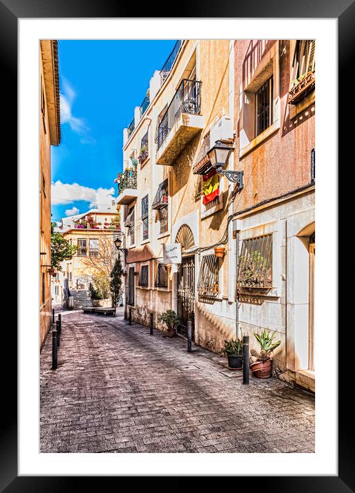 Alicante Street Framed Mounted Print by Valerie Paterson