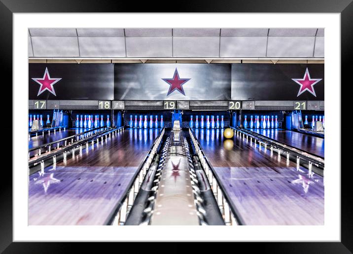 Ten Pin Bowling Framed Mounted Print by Valerie Paterson