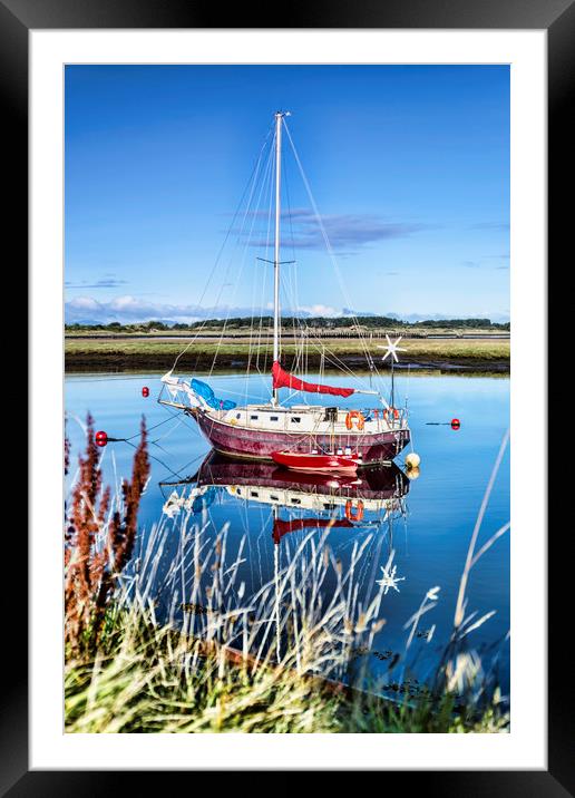 Irvine Harbour Boat Reflection Framed Mounted Print by Valerie Paterson