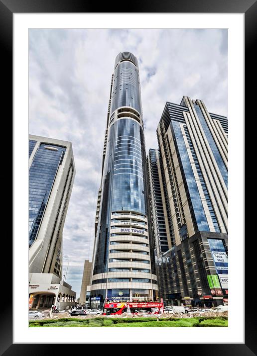 Dubai Blue Tower Framed Mounted Print by Valerie Paterson