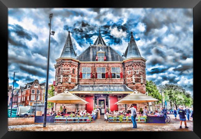 Amsterdam Café In De Waag Framed Print by Valerie Paterson