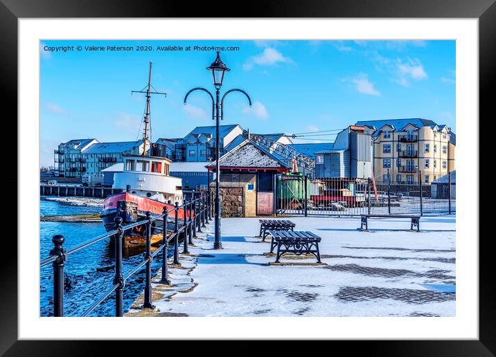 Snowy Irvine Harbour Framed Mounted Print by Valerie Paterson