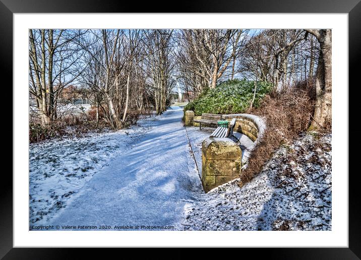 Snowy Path Framed Mounted Print by Valerie Paterson