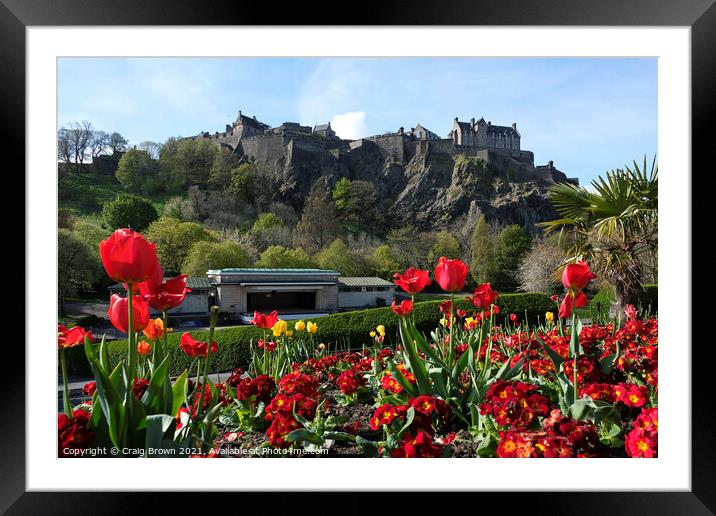 Edinburgh Castle Spring Framed Mounted Print by Craig Brown