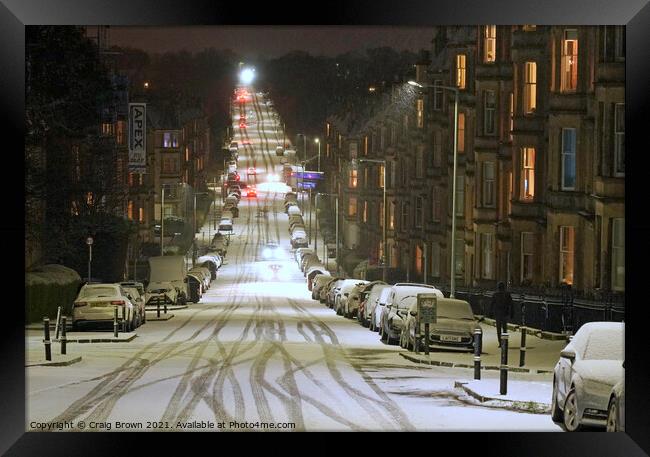 Edinburgh City Snow Framed Print by Craig Brown