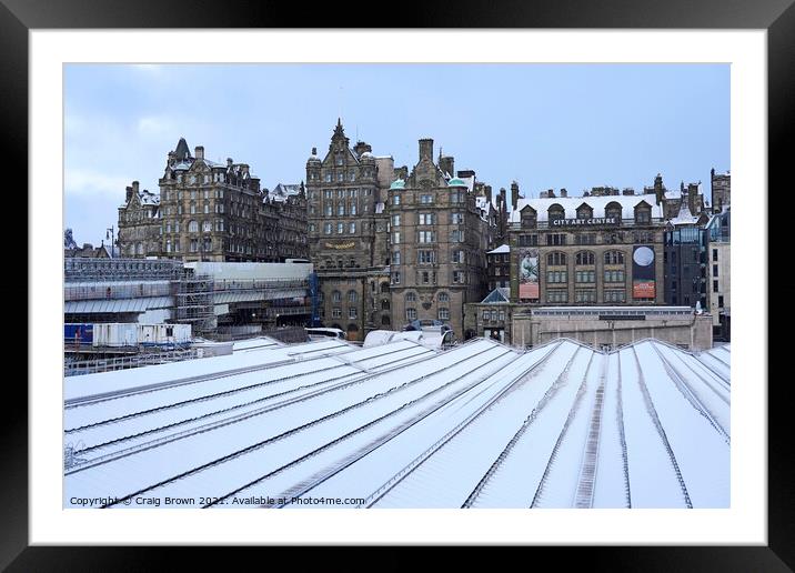 Edinburgh Old Town Snow Framed Mounted Print by Craig Brown