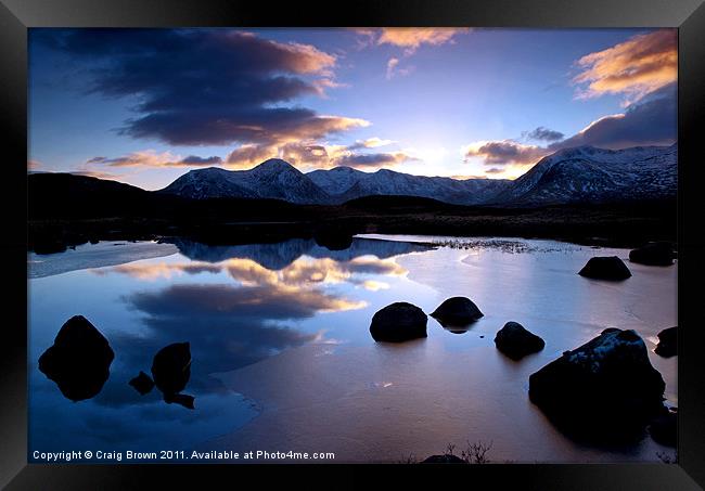 Blackmount sunset Scotland Framed Print by Craig Brown