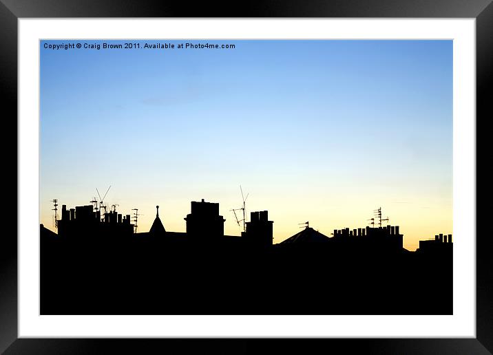 Silhouetted Rooftops at Dusk Framed Mounted Print by Craig Brown