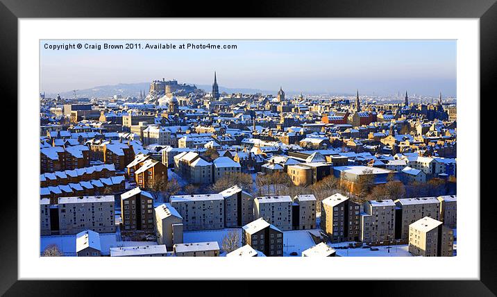 Edinburgh Rooftops in Winter Framed Mounted Print by Craig Brown